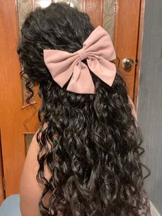 #BEAUTY ,#REALATIONSHIPS #Fashion #Outfits #SUMMER Outfits #Animals Long Curly Hair Pulled Back, Cute Hairstyles With Bows Curly Hair, Hairstyles With Bows Curly Hair, Bows In Curly Hair, Bow Curly Hairstyle, Curly Hair With Bow Hairstyles, Bow In Curly Hair, Bow Hairstyle Curly Hair, Curly Hair Bow Hairstyles