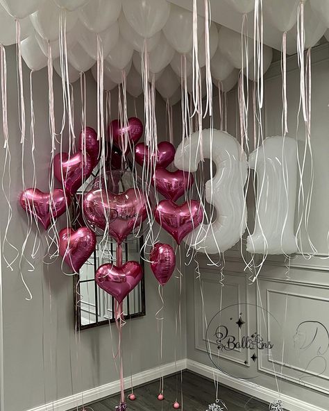 Make your 31st birthday party unforgettable with our stunning balloon decorations! 🎉 This year, add a touch of elegance and fun to your celebration with our delightful pink heart balloons, large white number balloons, and charming ceiling balloons with hanging strings. Whether you’re hosting a small gathering or a big bash, our balloon collection is sure to make your 31st birthday celebration one to remember! 🥳 Contact us today to place your order and let the festivities begin! ✨🎈 #31stBirth... Pink Number Balloons, Pink Balloon Decorations For Birthday, 31st Birthday Party Ideas, 31 Birthday Ideas, Hanging Balloons From Ceiling, 31 Birthday Ideas For Her, 31st Birthday Ideas For Her, Heart Balloon Backdrop, 31st Birthday Party