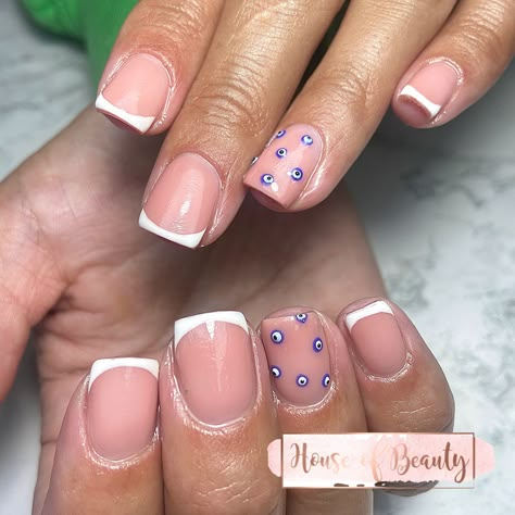 Nail Inspo Gel Short, Turkey Nails, Holiday Acrylic Nails, Evil Eye Nails, Eye Nail Art, Square Nail Designs, Eye Nails, Short Square Nails, Simple Gel Nails