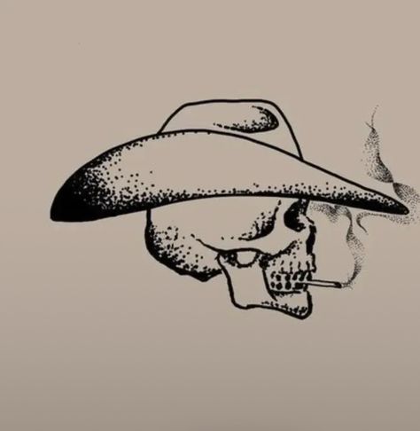 Chevy Tattoo Ideas, Skull Stick And Poke, Hell Tattoo Ideas, Skull Cowboy Tattoo, Cowboy Tattoos For Men, Cowboy Sleeve Tattoo, Ride Or Die Tattoo, Chevy Tattoo, Punchy Western Tattoos