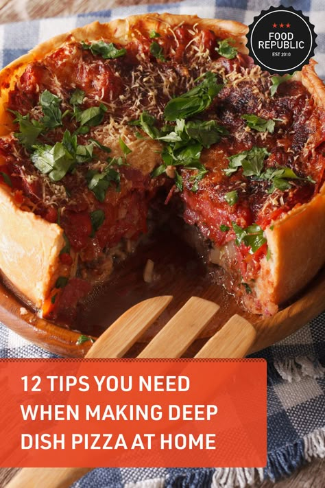 Chicago Pizza Recipe, Deep Dish Pizza Dough Recipe, Deep Dish Pizza Crust Recipe, Chicago Deep Dish Pizza Recipe, Deep Dish Pizza Crust, Pizza Type Recipes, Deep Dish Pizza Dough, Chicago Style Deep Dish Pizza, Deep Dish Pizza Recipe