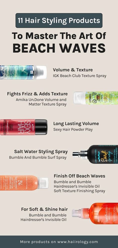 Looking to get those perfect beachy waves but not sure which hair products to use? Check out my latest blog post, where I share my top 11 recommendations for achieving textured beach waves. From creams and gels to texture sprays, shine sprays, volume sprays, and oils, I cover all the best options to help you achieve that effortless, natural look. No matter what hair type you have, my expert advice will guide you in the right direction for achieving those dreamy beach waves. Hair Products For Beach Waves, Textured Beach Waves, Best Wavy Hair Products, Bumble And Bumble Surf Spray, Beach Wave Spray, Damaged Curly Hair, Perfect Beach Waves, Wet And Wavy Hair, Best Hair Products