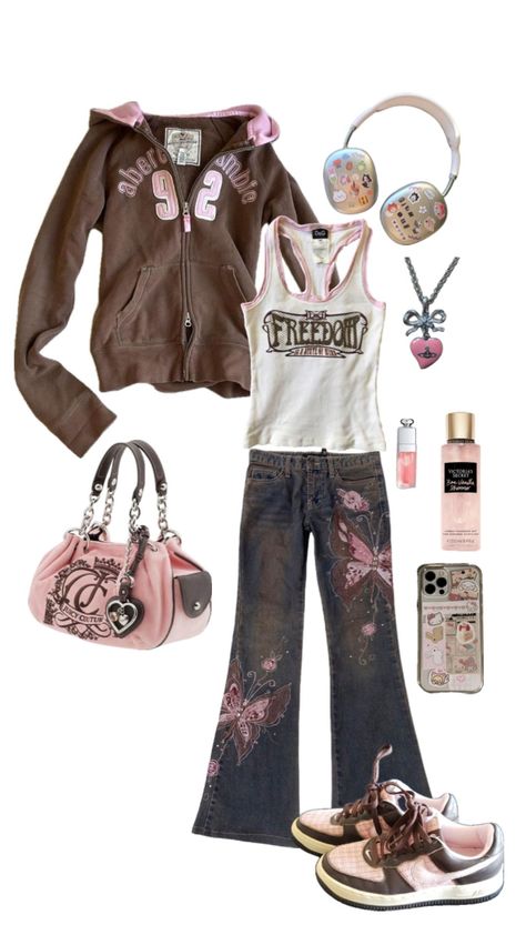 #outfitinspo #pinkoutfitinspo #viviennewestwood #diorlipoil #victoriassecret 2000s Outfit, Outfits 2000s, 2000s Clothes, Brown And Pink, Brown Outfit, Pink And Brown, Teenager Outfits, Pink Outfits, Vibe Clothes