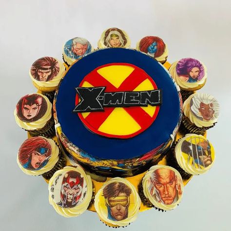 X Men Birthday Cake, Xmen Birthday Theme, X Men Birthday Party Ideas, X Men Birthday, Guy Cakes, Manly Party Decorations, Scorpio Eyes, Cake Design Images, Cake Templates