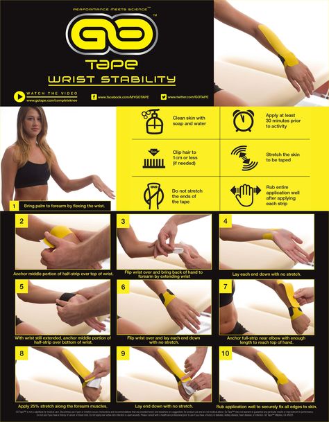 GO_Tape_Application_Instructions_Wrist_Stability Knee Taping, Physio Tape, K Tape, Strapping Tape, Calf Cramps, Golfers Elbow, Kinesio Tape, Kt Tape, Brown Tape