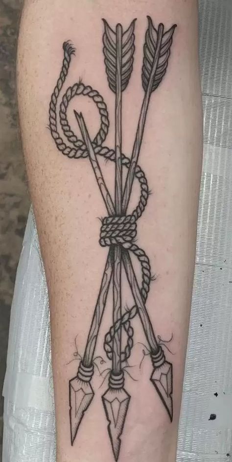 Bow And Arrow Tattoos, Arrow Head Tattoos, Bow Arrow Tattoos, Hold Fast Tattoo, Archery Tattoo, Arrow Forearm Tattoo, Rope Tattoo, Meaning Of Arrow Tattoo, Arrow Tattoos For Women