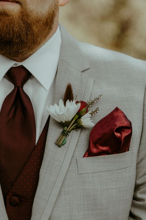 Maroon Wedding Tux Groom Suits, Groom Suit Red Tie, Grey Suit Burgundy Tie Wedding, Cream Suit Burgundy Tie, Grey Burgundy Suit, Wedding Suits Groom Maroon, Beige Suit Burgundy Tie, Light Grey Suit Burgundy Tie, Groom Burgundy Wedding