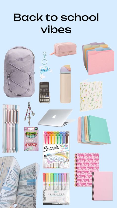 #preppy #backtoschool #school #summerisover #slay School Needs List, Preppy School Stuff, Preppy School Supplies, School Preppy, Pastel Crayons, Preppy School, Back To School Supplies, School Life, School Stuff