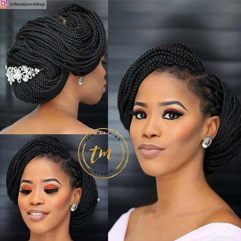 Bridal Hairstyles For Naturalistas Wedding Braids For Black Women, Braids Bridal Hairstyles, Afro Ideas, Box Braids Updo, Natural Hair Wedding, Bridal Hairstyles With Braids, Weave Hairstyles Braided, Black Wedding Hairstyles, Natural Hair Bride