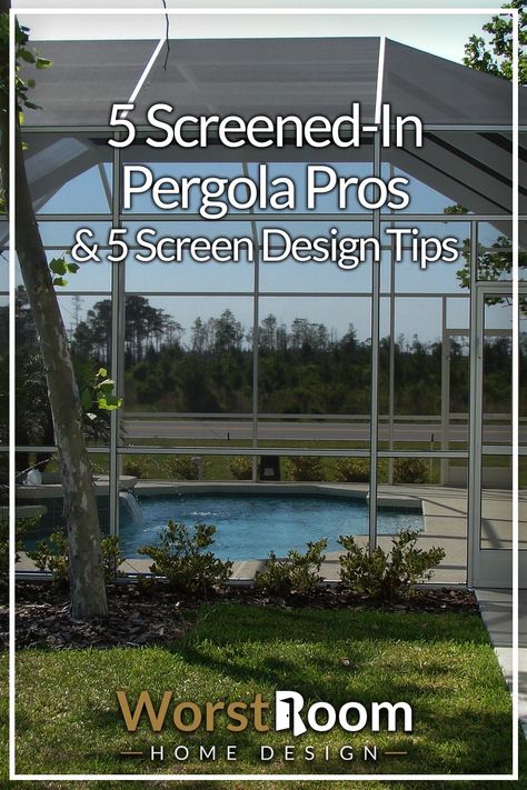 5 Screened-In Pergola Pros & 5 Screen Design Tips Screened In Pergola Ideas, Screened In Pergola, Screened Pergola, Gazebo Porch, Pergola Gazebo, Screen Enclosures, Patio Enclosures, Summer Patio, Patio Inspiration