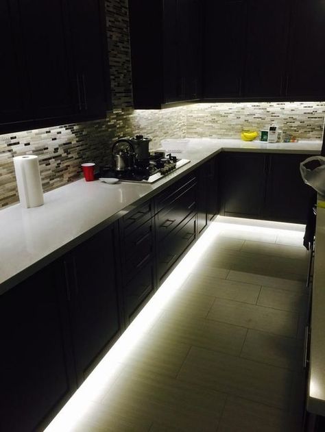 Toe Lighting Kitchen, Led Light In Kitchen, Led Lights In Kitchen, Led Lights Kitchen, Toe Kick Lighting, Kitchen Led Lights, Under Shelf Lighting, Kitchen Under Cabinet Lighting, Kitchen Led Lighting