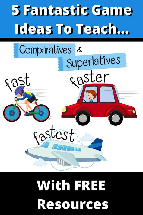 Check out these 5 fantastic ideas to teach comparative and Superlative adjective to English language learners. Includes free ESL resources and games. Comparative And Superlative Adjectives Activities, Comparative And Superlative Activities, Comparative Adjectives Activities, Adjectives Games, Comparative And Superlative Worksheets, Comparative Superlative, Fun Game Ideas, Comparative And Superlative Adjectives, Adjectives Lesson