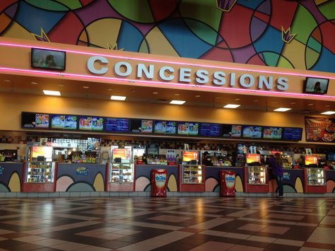 Concession stand at Regal Cinemas Gulf Coast Town Center, Estero, FL. 80s Mall, Amc Movie Theater, Cinema Movie Theater, Cinema Center, Drive In Movie Theater, Pansy Parkinson, Concession Stand, Drive In Movie, Town Center