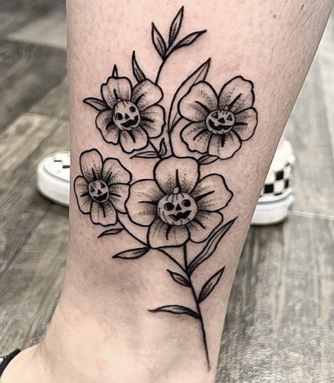 Halloween Flower Tattoo, Spooky Floral Tattoo, Spooky Flash, Nesting Doll Tattoo, Flower Vine Tattoos, Nature Tattoo Ideas, Gothic Tattoos, Lantern Tattoo, Punk Tattoo