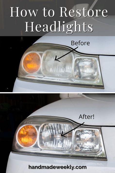 Headlight Restoration Diy, Cleaning Headlights On Car, Cloudy Headlights, Diy Car Cleaning, Headlight Restoration Kit, How To Clean Headlights, Headlight Restoration, Diy Cans, Diy Car