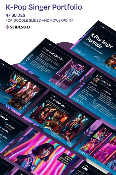 K-Pop Singer Portfolio I Google Slides & PowerPoint Presentation Template Singer Portfolio, Google Themes, Vocal Training, Presentation Maker, Teacher Toolkit, Powerpoint Tutorial, Icebreaker Activities, Portfolio Presentation, Power Point Template