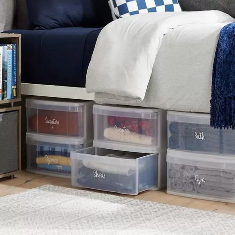 Tint Stackable Storage Drawer | The Container Store Stackable Drawers, College Storage, Closet Labels, Plastic Storage Drawers, College Room Decor, Drawer Bins, Purse Storage, Under Bed Drawers, Stackable Storage Bins