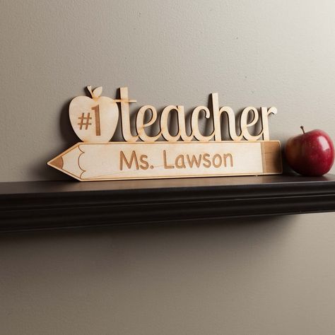 Number One Teacher Personalized Wood Plaque | Personalized Planet Laser Engraver Projects, Wood Laser Ideas, Cnc Router Projects, Wood Keepsake, Router Projects, Laser Cut Wood Crafts, Laser Engraved Gifts, Laser Engraved Ideas, Wood Items