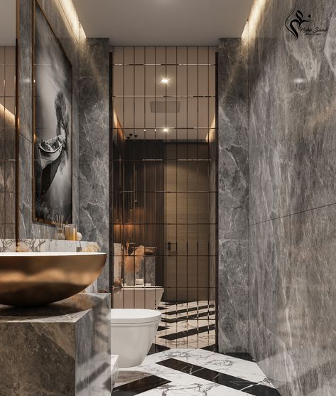 Luxury Toilet Design, Luxury Washroom, Luxury Powder Room, Toilet Design Modern, Luxury Toilet, Wc Design, Bathroom Accent Wall, Bathroom Paint, Bathroom Decor Luxury