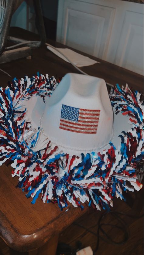 4th Of July Hats Diy, Decorating Cowgirl Hats, Diy Cowgirl Hat, 4th Of July Hats, Hat Decoration, Fireworks Show, Cowgirl Hat, Diy Hat, 4th Of July Decorations