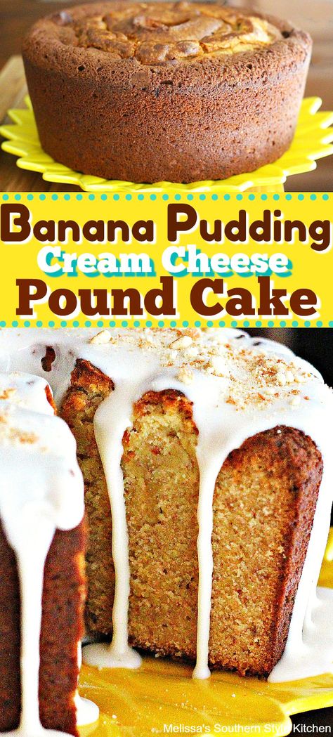 Banana Bread Pound Cake, Banana Pudding Cream Cheese, Puding Pisang, Banana Pudding Cupcakes, Southern Pound Cake, Pudding Cupcakes, Cheese Pound Cake, Banana Pudding Cake, Homemade Banana Pudding