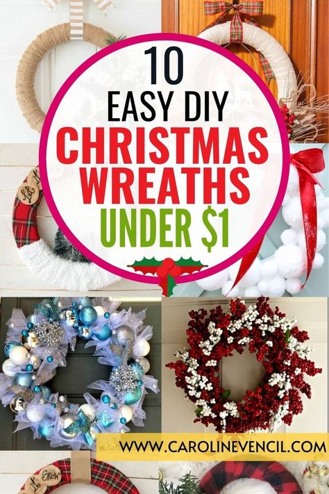 Love the holidays but hate spending a lot of money? Make one yourself with this easy tutorial that will show you how to make the best looking dollar store christmas diy wreaths. These are so simple and affordable, they're perfect for anyone who wants their home to have beautiful decorations on a budget! Happy crafting!! Ornament Wreath Diy Dollar Stores, Diy Dollar Store Christmas Wreath, Easy Christmas Wreaths Diy Dollar Stores, Easy Wreaths To Make Christmas, Homemade Xmas Wreaths, Diy Easy Christmas Wreath, White Christmas Wreaths Diy, Diy Christmas Wreath Dollar Tree, Easy Diy Christmas Wreaths