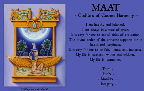 Goddess Maat, Maat Goddess, Egyptian Gods And Goddesses, Egypt Mythology, Egyptian Magic, Egyptian Deities, Goddess Of Justice, Egyptian Deity, Ancient Egyptian Gods