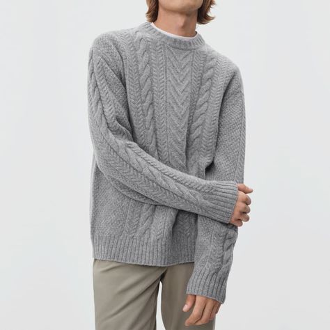 Statement Sweater, Crewneck Sweaters, Men's Sweaters, Sweater Grey, Cashmere Cardigan, Cable Knit Sweater, Low Key, Family Portraits, Crew Neck Sweater