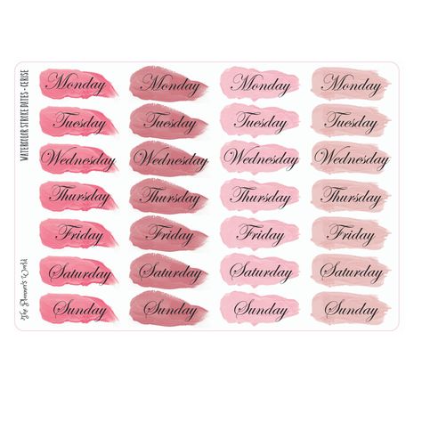 28 day of the week Stickers for use in your planner or journal. 4 weeks of stickers Happy Shopping Materials: waterproof premium matte sticker paper. Days Of The Week Planner Stickers, Artful Agenda, Days Of The Week Stickers, Date Stickers, Weekly Planner Free Printable, Monthly Stickers, Sticker Organization, Bullet Planner, Day Stickers