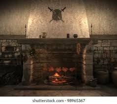 Old Castle Kitchen, Medieval Fireplace, British Bedroom, Medieval Bedroom, Castle Kitchen, Gothic Fireplace, Castle Kitchens, Kitchen Illustration, Old Castle