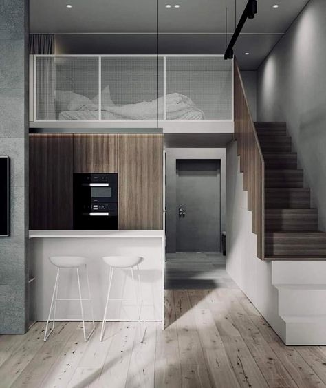 Tiny Loft House, House Design Philippines, Small Loft Apartment, Small Loft Apartments, Loft Type, Tiny Loft, Mini Apartments, Loft House Design, Tiny House Loft