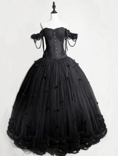 Corset Dress Long, Off The Shoulder Corset Dress, Gothic Corset Dresses, Gothic Prom Dress, Black Ball Gown, Dress Display, Prom Long, Prom Ball Gown, Gothic Corset