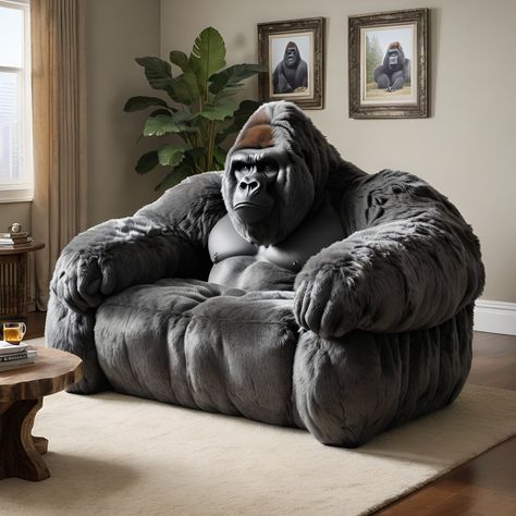 Gorilla Couch Gorilla Sofa, Gorilla Couch, Weird Furniture, Funny Animal Photos, Room Redesign, Pinterest Room Decor, Real Funny Jokes, Very Funny Pictures, Dream House Interior