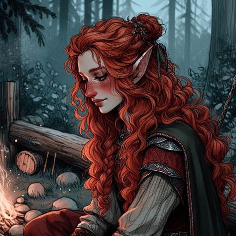 Red Head Drawing, Autumn Elf, Dnd Elves, Elf Characters, D D Character Ideas, Female Elf, Wood Elf, Girls With Red Hair, Art Corner