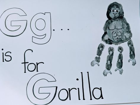 G Is For Handprint Craft, Letter G Handprint, G Handprint Craft, Letter G Handprint Craft, G Is For Gorilla Craft, A Is For Alligator Handprint, Letter G Giraffe Craft, Letter G Crafts, Letter G Activities