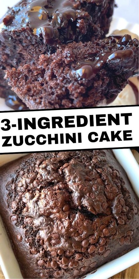 Zucchini Cake Healthy, 3 Ingredient Cake, Zucchini Cake Recipe, Chocolate Zucchini Cake Recipe, Vegetarian Chocolate Cake, 3 Ingredient Cakes, Zucchini Recipes Dessert, Zucchini Cakes Recipe, Easy Zucchini Recipes