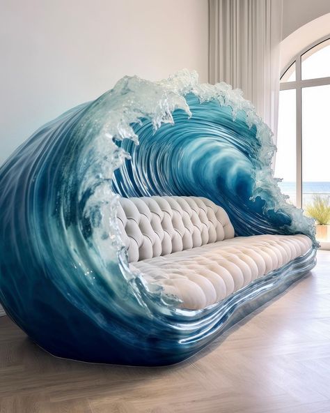 Ocean Waves-Inspired Couch: Where Crafts the Symphony of Sea-Inspired Comfort 12 Room Ideas Beach Theme, Ocean Themed House, Sea Themed Room, Ocean Themed Room, Small Boutique Ideas, Ocean Room Ideas, Ocean Themed Rooms, Types Of Couches, Small Loveseat