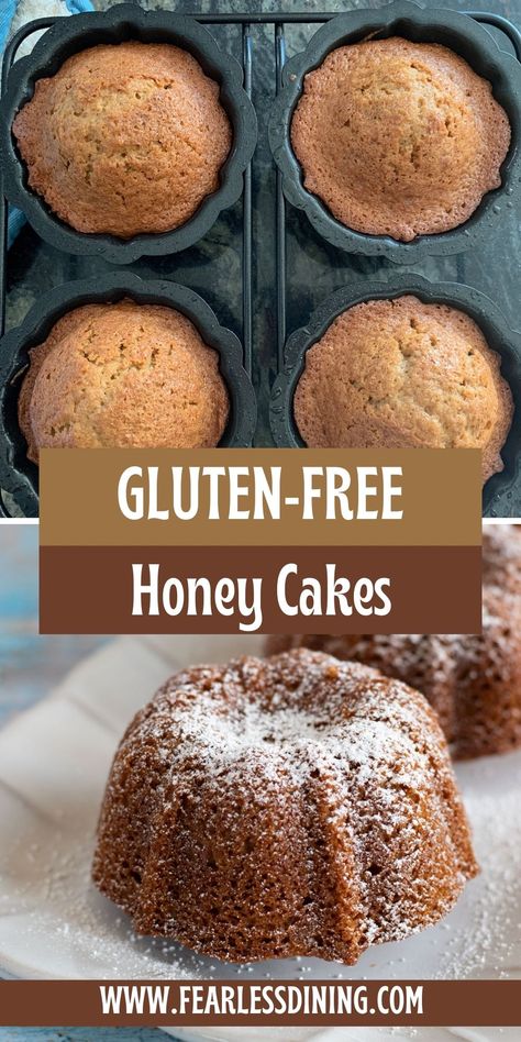 Gluten Free Honey Cake, Honey Cakes, Gluten Free Dairy Free Dessert, Honey Cake Recipe, Gluten Free Cake Recipe, Gluten Free Carrot Cake, Easy Gluten Free Desserts, Large Cake, Individual Cakes