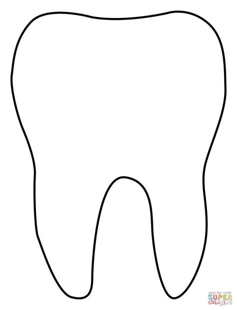 Tooth Picture Printable, Tooth Doodle Art, Tooth Outline Printable, Teeth Template Free Printable, Tooth Coloring Page, Tooth Drawing Simple, Tooth Printable Templates, How To Draw A Tooth Step By Step, How To Draw A Tooth