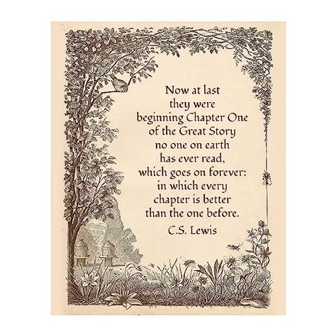 Amazon.com: C.S. Lewis Quotes-"Now At Last They Were Beginning Chapter One"-Inspirational Wall Art. 8 x 10" Modern Typographic Print-Ready to Frame. Poetic Home-Office-School-Church Decor. Great Literary Gift! : Handmade Products Lewis Quotes, Drawing Wall, Motivational Wall Decor, Wall Decor Vintage, Inspirational Wall Decor, Wall Art Retro, C S Lewis, Wall Decor Quotes, Literary Gifts