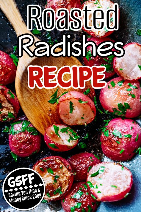 Baked Radishes Oven, Cooked Radishes, Pepperoni Cheese Bread, Roasted Radishes Recipe, Radishes Recipe, Growing Radishes, Roasted Radishes, Radish Recipes, Roasted Cabbage