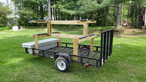 Kayak Rack For Truck, Canoe Rack, Diy Trailer, Kayak Fishing Setup, Kayak Fishing Diy, Kayak Storage Rack, Kayak Trailer, Boat Crafts, Adventure Trailers