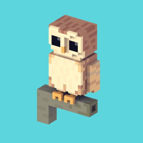 Voxel owls! Minecraft Owl, Minecraft Bear Statue, Owl Statue Minecraft, Minecraft Animals, 3d Minecraft Bee, Minecraft Animal Statues, Voxel Environment, Mobs Minecraft, Voxel Games