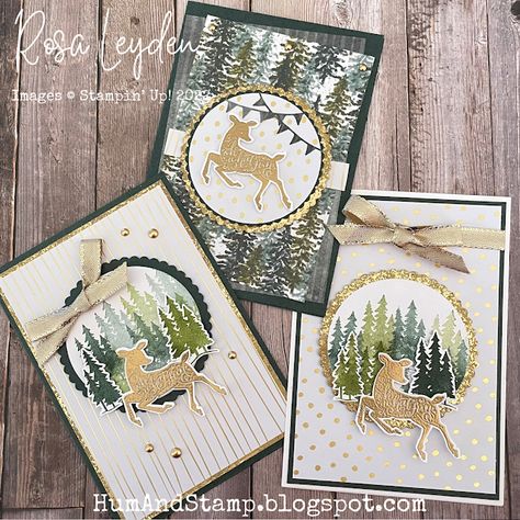 Hum And Stamp: Heart of Christmas 2022 - Week 2 Deer Christmas Cards, Christmas Hanging Baskets, Stampin Up Weihnachten, Christmas Scent, Reindeer Card, Holiday 2022, Christmas Week, Deer Christmas, Homemade Christmas Cards