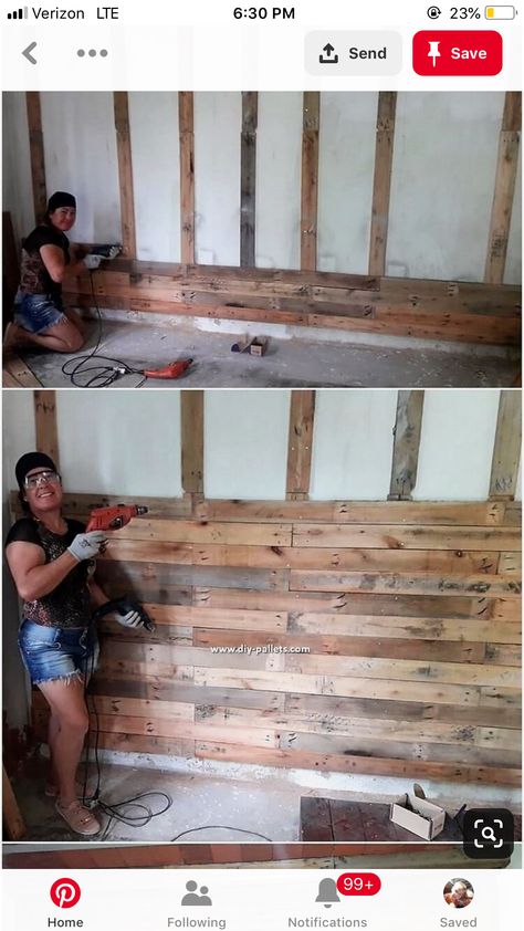 Pallet Wall Bedroom, Wall Paneling Design, Diy Shelves Bedroom, Paneling Design, Pallet Accent Wall, Pallet Wall Shelves, Diy Pallet Wall, Wood Pallet Wall, Wooden Pallet Projects