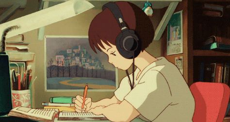 whisper of the heart gif | Tumblr Ghibli Animation Gif, Ghibli Studio Gif, Animated Covers For Notion, Ghibli Wallpaper Desktop Gif, Studying Gif Student, Study Gif Aesthetic, Notion Cover Aesthetic Studio Ghibli Gif, Ghibli Gif Banner, Ghibli Aesthetic Gif