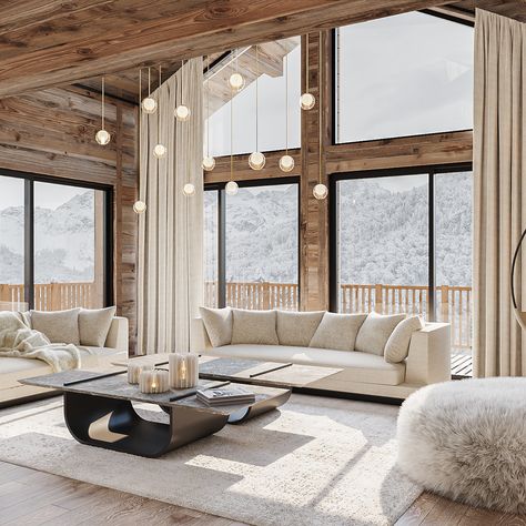 CHALETS French Chalet Interiors, Modern Ski Chalet Interiors, Mountain Chalet Interior, Modern Ski House, Ski Chalet Interior, Chalet Exterior, Mountain House Interior, French Chalet, Luxury Chalet Interior