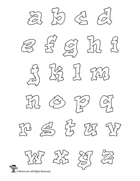 Printable Graffiti Bubble Letters Alphabet | Woo! Jr. Kids Activities Bubble Letter Fonts Lowercase, Lowercase Graffiti Alphabet, Graffiti Lettering Alphabet Lowercase, Graffiti Lettering Lower Case, Lower Case Graffiti Letters, Lowercase Graffiti Letters, Bubble Letter Fonts Graffiti, Fonts Lowercase, Bubble Letters Lowercase