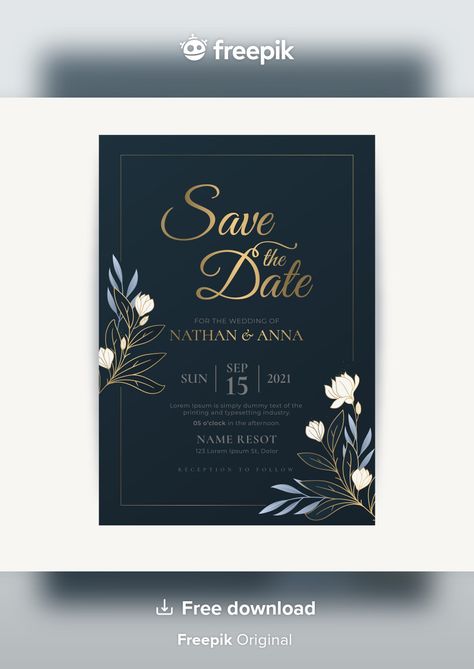 Luxury save the date invitation template | Free Vector #Freepik #freevector #wedding #wedding-invitation #invitation #love Save The Date Poster Ideas, Safe The Date Ideas Invitations, Elegant Invitation Design Template, Luxury Wedding Card Design, Save The Date For Engagement, Save The Date Wedding Invite, Save The Date Ideas For Weddings Elegant, Date Design Ideas, Save The Date Templates Design