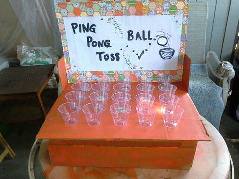 Ping pong ball toss made out of cardboard Ping Pong Toss, Campground Activities, Ping Pong Games, Festival Games, Ping Pong Balls, Toss Game, Carnival Games, Circus Party, Trunk Or Treat